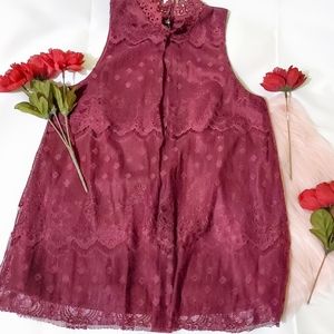 BCX dark red sleeveless blouse